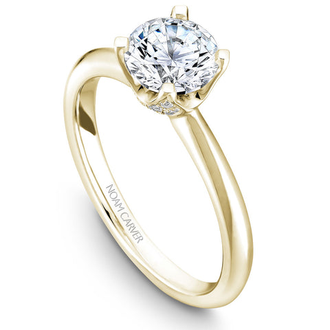 Noam Carver Yellow Gold Solitaire Engagement Ring Setting with Diamond Crown (0.13 CTW)