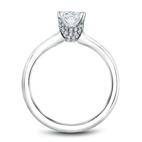 Noam Carver White Gold Solitaire Engagement Ring Setting with Diamond Crown and Oval Center Stone (0.17 CTW)