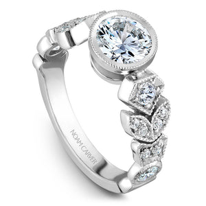 Noam Carver White Gold Bezel Engagement Ring with Milgrain Floral Shank (0.52 CTW)