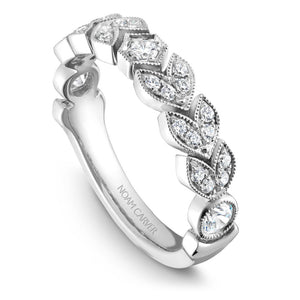 Noam Carver White Gold Bezel Engagement Ring Setting with Milgrain Floral Shank (0.52 CTW)