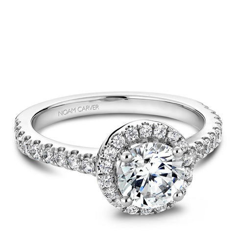 Noam Carver White Gold Diamond Engagement Ring Setting with Halo (0.42 CTW)