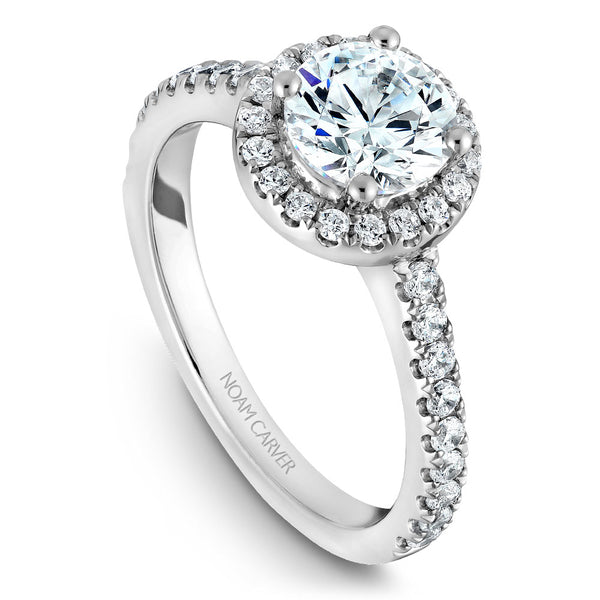 Noam Carver White Gold Diamond Engagement Ring Setting with Halo (0.42 CTW)
