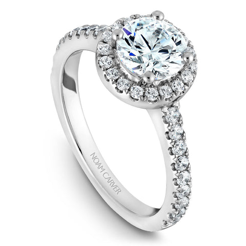 Noam Carver White Gold Diamond Engagement Ring Setting with Halo (0.42 CTW)