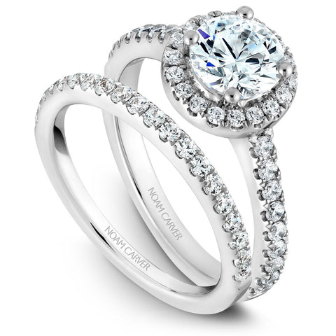 Noam Carver White Gold Diamond Engagement Ring Setting with Halo (0.42 CTW)