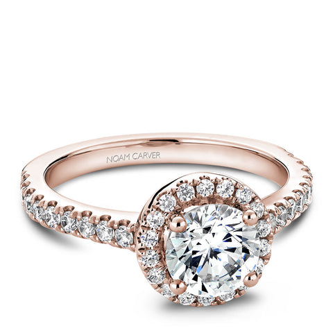 Noam Carver Rose Gold Diamond Engagement Ring Setting with Halo (0.42 CTW)