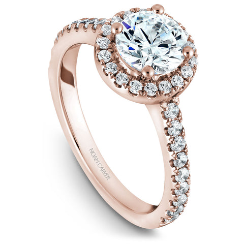 Noam Carver Rose Gold Diamond Engagement Ring Setting with Halo (0.42 CTW)