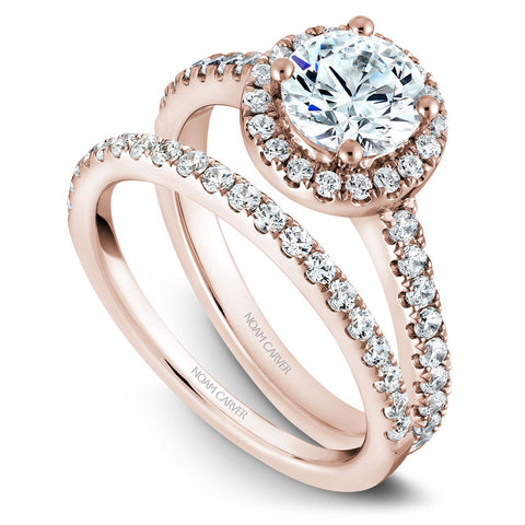 Noam Carver Rose Gold Diamond Engagement Ring Setting with Halo (0.42 CTW)