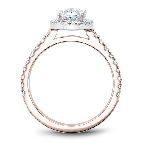 Noam Carver Rose Gold Diamond Engagement Ring Setting with White Halo around Oval Center Stone (0.44 CTW)
