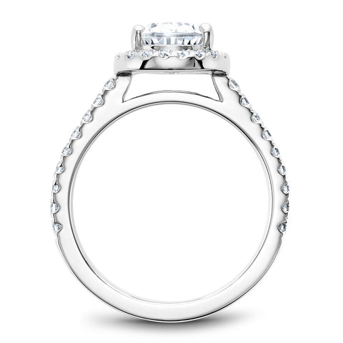 Noam Carver White Gold Diamond Engagement Ring Setting with Cushion Center Stone and Halo (0.44 CTW)