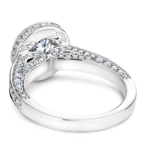 Noam Carver White Gold 3-Sided Channel Set Diamond Engagement Ring Setting with Halo (1.11 CTW)