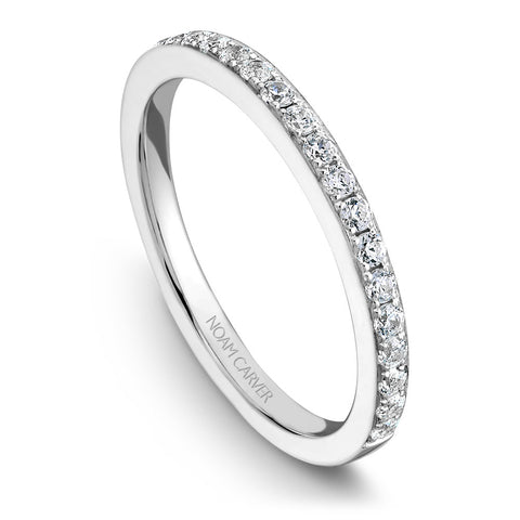 Noam Carver White Gold 3-Sided Channel Set Diamond Engagement Ring Setting with Halo (1.11 CTW)