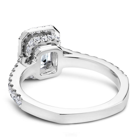 Noam Carver White Gold Diamond Engagement Ring Setting with Emerald Center Stone and Halo (0.55 CTW)