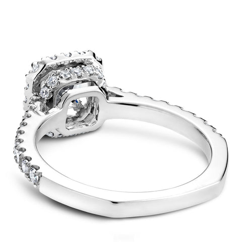 Noam Carver White Gold Diamond Engagement Ring Setting with Princess Center Stone and Halo (0.55 CTW)