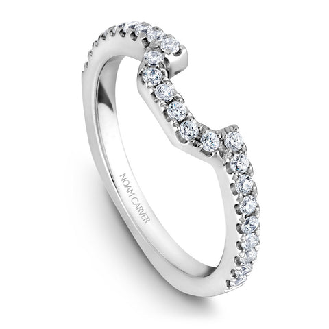 Noam Carver White Gold Diamond Engagement Ring Setting with Princess Center Stone and Halo (0.55 CTW)