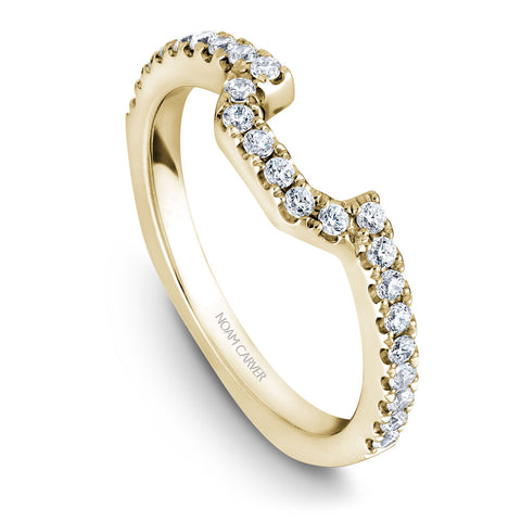 Noam Carver Yellow Gold Diamond Engagement Ring Setting with Princess Center Stone and Halo (0.55 CTW)