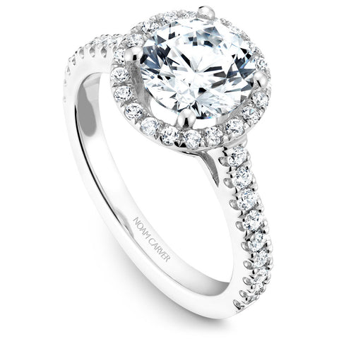 Noam Carver White Gold Diamond Engagement Ring Setting with Halo (0.55 CTW)