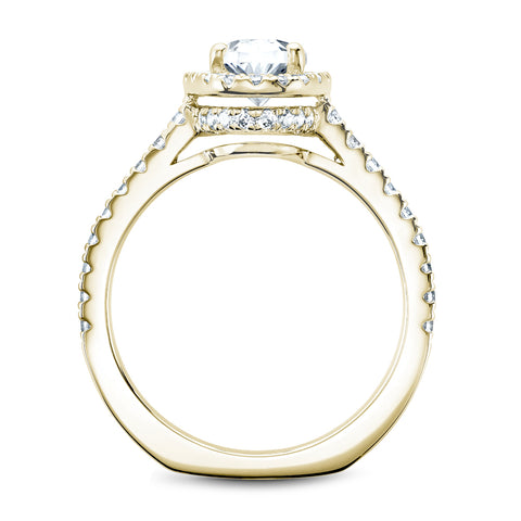 Noam Carver Yellow Gold Diamond Engagement Ring Setting with Oval Center Stone and Halo (0.57 CTW)
