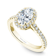 Load image into Gallery viewer, Noam Carver Yellow Gold Diamond Engagement Ring with Oval Center Stone and Halo (0.57 CTW)