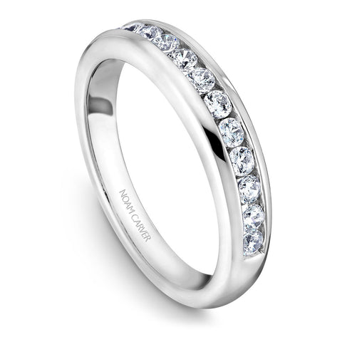 Noam Carver White Gold Bezel Diamond Halo Engagement Ring Setting (0.37 CTW)