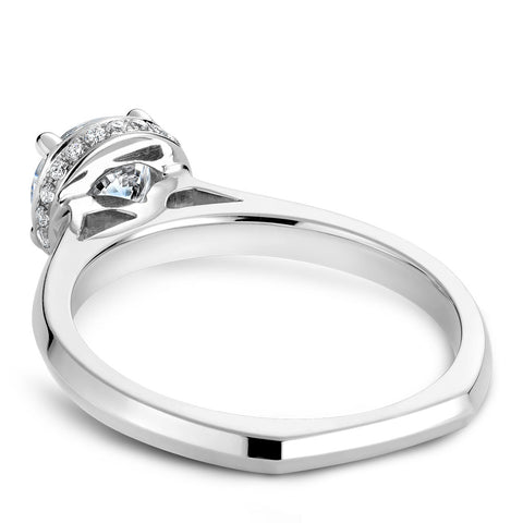 Noam Carver White Gold Knife Edge Euro Shank Engagement Ring with Diamond Accents (0.10 CTW)