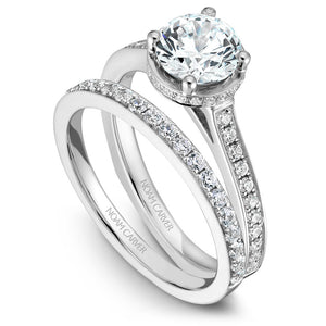 Noam Carver White Gold Diamond Euro Shank Engagement Ring Setting with Diamond Accents (0.28 CTW)