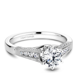 Noam Carver White Gold Vintage Diamond Engagement Ring Setting (0.32 CTW)