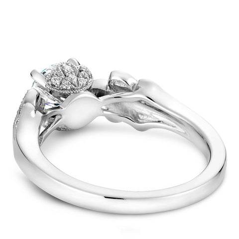 Noam Carver White Gold Engagement Ring Setting with Milgrain Floral Shank (0.24 CTW)