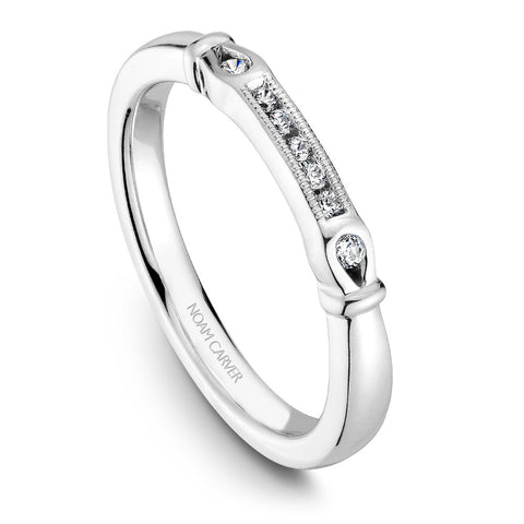 Noam Carver White Gold Engagement Ring Setting with Diamond and Milgrain Halo (0.22 CTW)