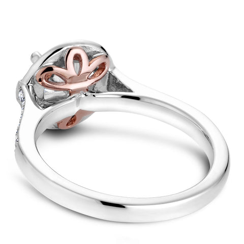 Noam Carver White Gold Diamond Engagement Ring Setting with Halo and Rose Gold Accent (0.26 CTW)