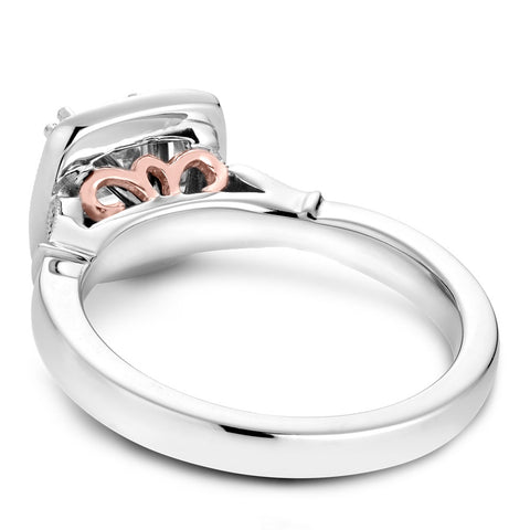 Noam Carver White Gold Diamond Engagement Ring Setting with Halo and Rose Gold Accent (0.23 CTW)
