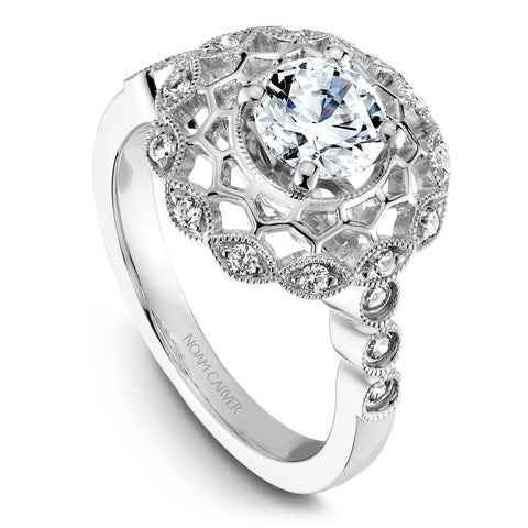 Noam Carver White Gold Diamond Engagement Ring Setting with Woven Halo (0.24 CTW)