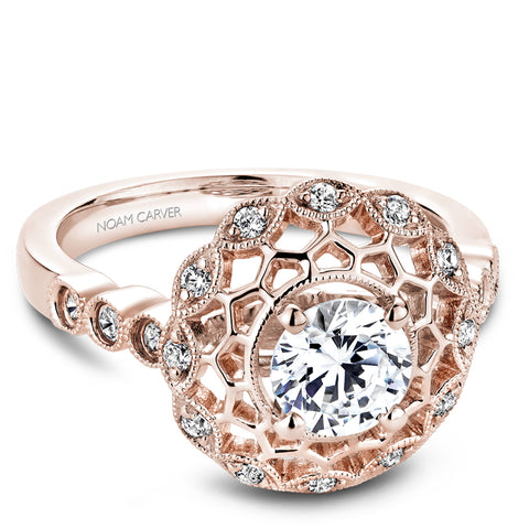 Noam Carver Rose Gold Diamond Engagement Ring Setting with Woven Halo (0.24 CTW)