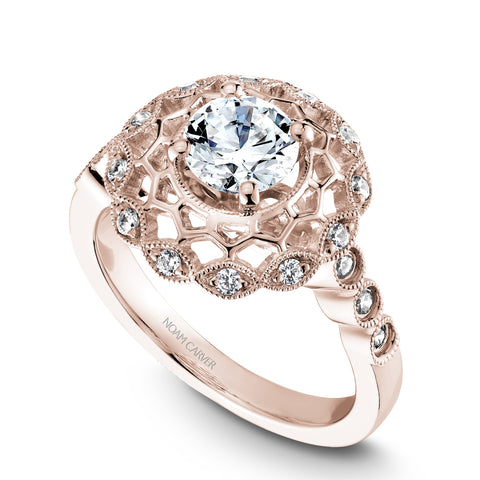 Noam Carver Rose Gold Diamond Engagement Ring Setting with Woven Halo (0.24 CTW)