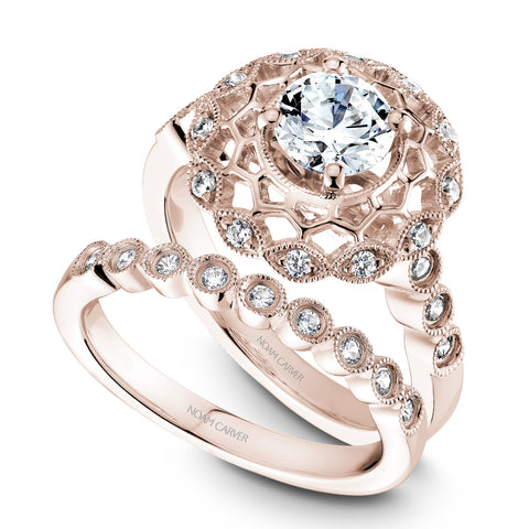 Noam Carver Rose Gold Diamond Engagement Ring Setting with Woven Halo (0.24 CTW)