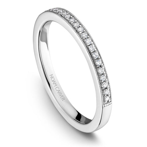 Noam Carver White Gold Halo Diamond Engagement Ring Setting with Milgrain and Accent Stones (0.28 CTW)