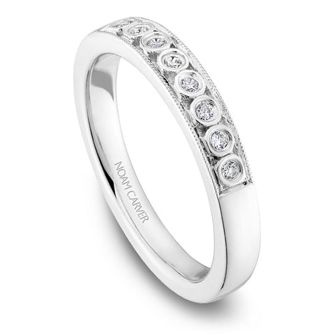 Noam Carver White Gold Vintage Diamond Engagement Ring Setting with Milgrain Accented Halo (0.19 CTW)