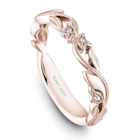 Noam Carver Rose Gold Halo Diamond Engagement Ring Setting with Floral Shank (0.30 CTW)