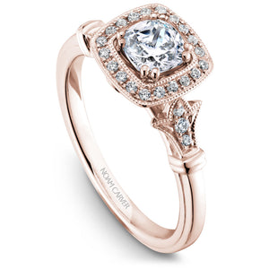 Noam Carver Rose Gold Vintage Diamond Engagement Ring Setting with Milgrain Accents and Halo (0.15 CTW)