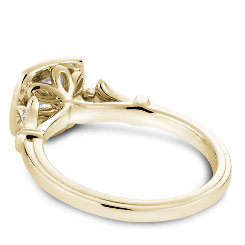 Noam Carver Yellow Gold Vintage Diamond Engagement Ring Setting with Milgrain Accents and Halo (0.15 CTW)