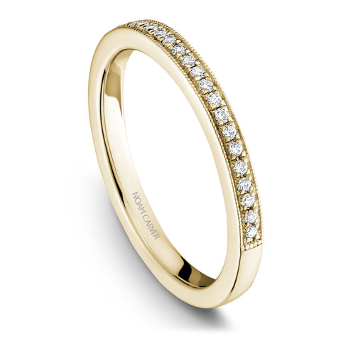 Noam Carver Yellow Gold Vintage Diamond Engagement Ring Setting with Milgrain Accents and Halo (0.15 CTW)