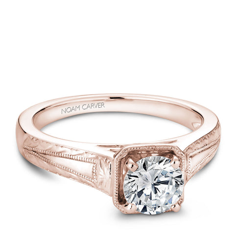 Noam Carver Rose Gold Carved Edge Engagement Ring
