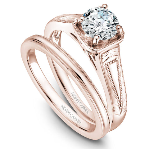 Noam Carver Rose Gold Carved Edge Engagement Ring