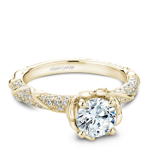 Noam Carver Yellow Gold Engagement Ring Setting with Woven Gold and Diamonds (0.50 CTW)