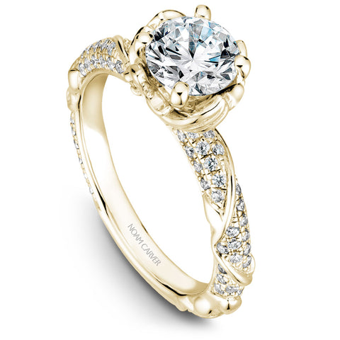 Noam Carver Yellow Gold Engagement Ring Setting with Woven Gold and Diamonds (0.50 CTW)