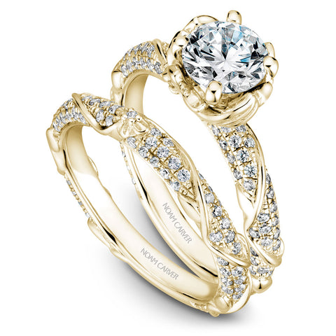 Noam Carver Yellow Gold Engagement Ring Setting with Woven Gold and Diamonds (0.50 CTW)