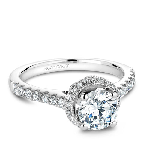 Noam Carver White Gold Diamond Engagement Ring Setting with Halo (0.33 CTW)