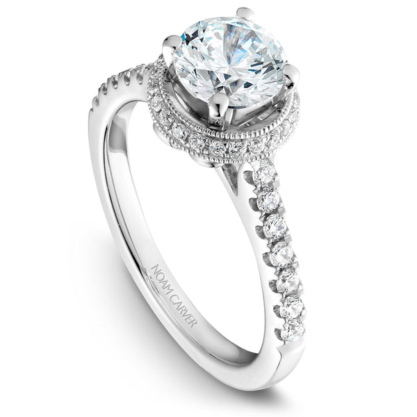 Noam Carver White Gold Diamond Engagement Ring Setting with Halo (0.33 CTW)
