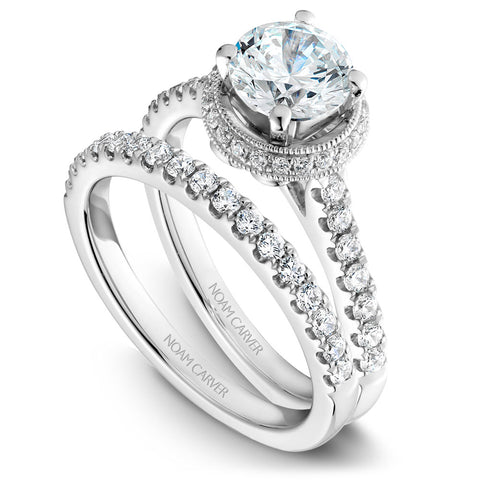 Noam Carver White Gold Diamond Engagement Ring Setting with Halo (0.33 CTW)