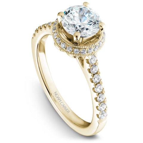 Noam Carver Yellow Gold Diamond Engagement Ring Setting with Halo (0.33 CTW)