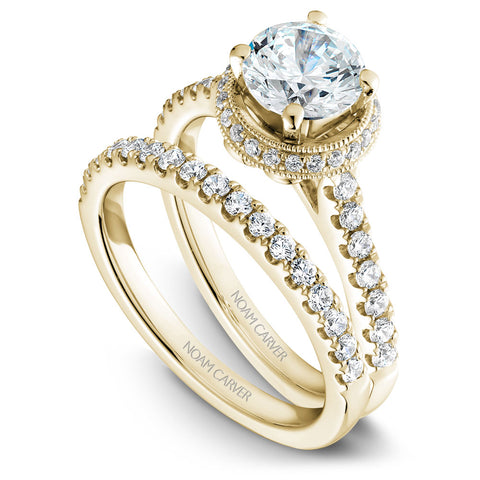 Noam Carver Yellow Gold Diamond Engagement Ring Setting with Halo (0.33 CTW)